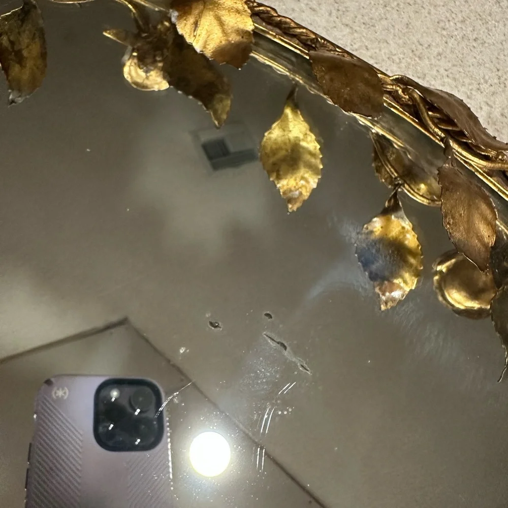 Antique Gold Leaf Oval Mirror